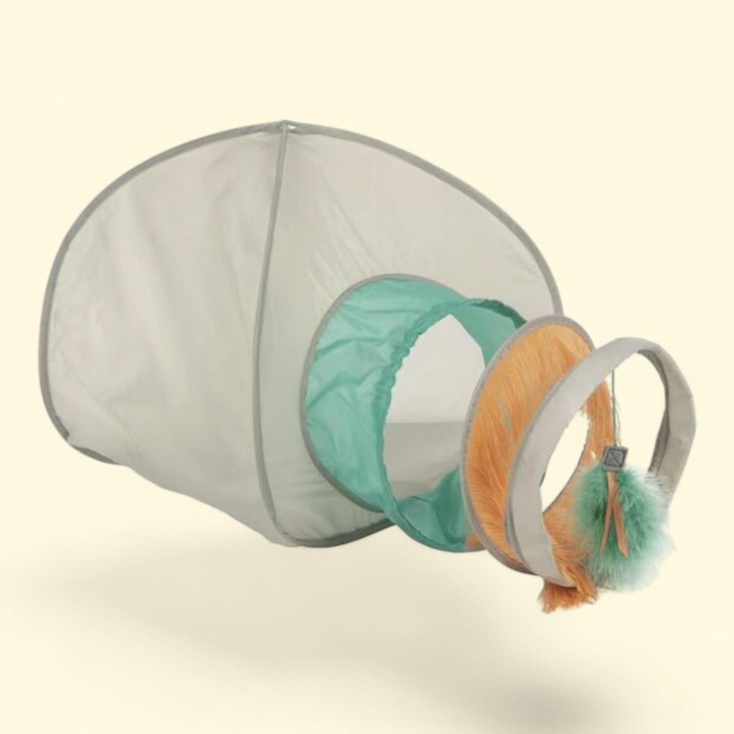 SmartyKat Fringe Frenzy Cat Hideout with Tunnel, Grey, One Size