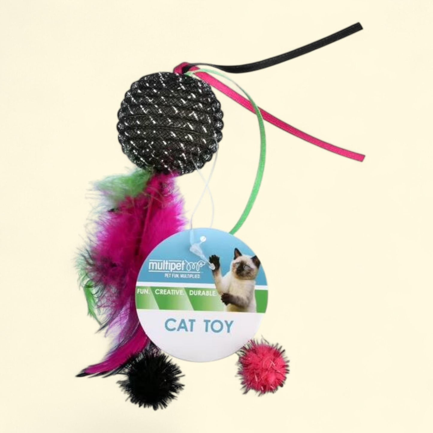 Multipet Feather Ball Cat Toy, Black, 1 count