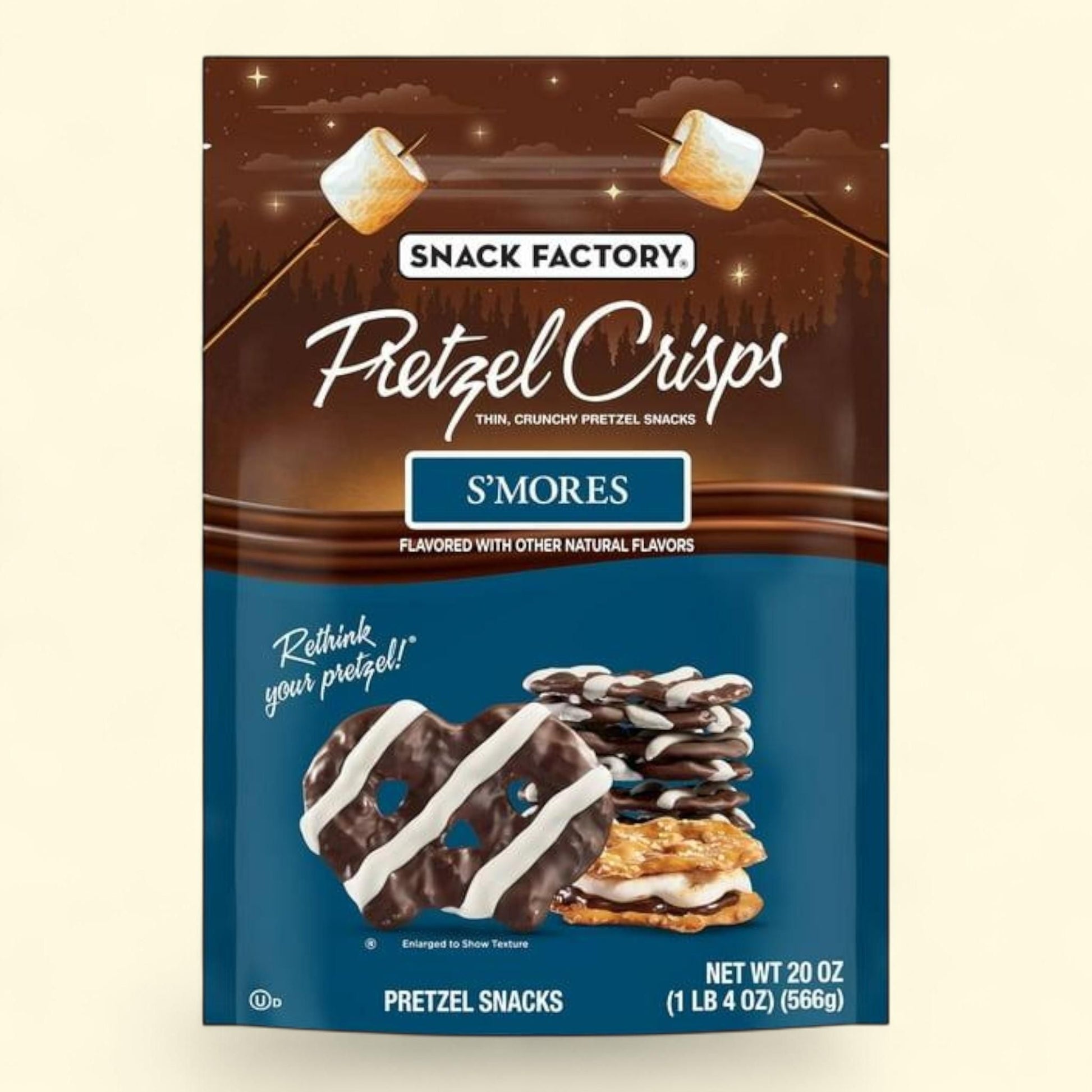 Snack Factory S'mores Pretzel Crisps, 20 oz. — authentic US product shipped worldwide by Treatspree