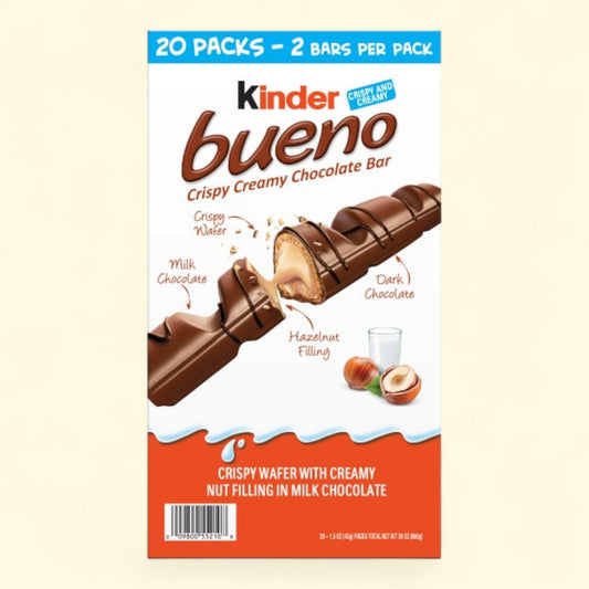 Kinder Bueno Chocolate Bars, 1.5 oz, 20 Pack