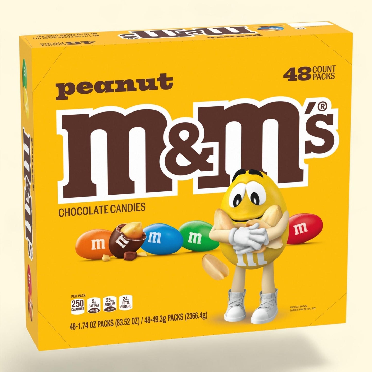 M&M's Chocolate Candy, Peanut, 1.74 oz, 48-count