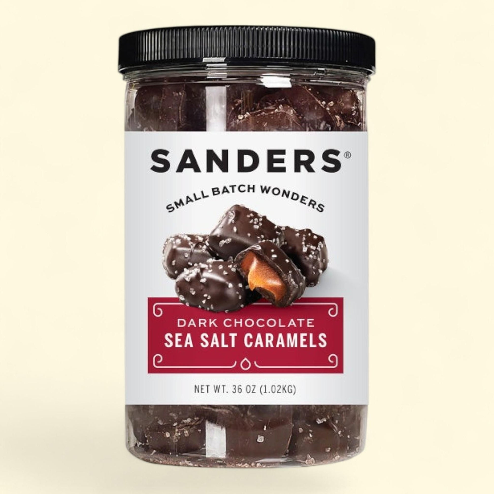 Sanders Dark Chocolate Sea Salt Caramels, 36 oz. — authentic US product shipped worldwide by Treatspree