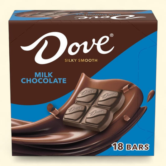 Dove Milk Chocolate Candy Bars, Full Size, 1.44 oz, 18-count