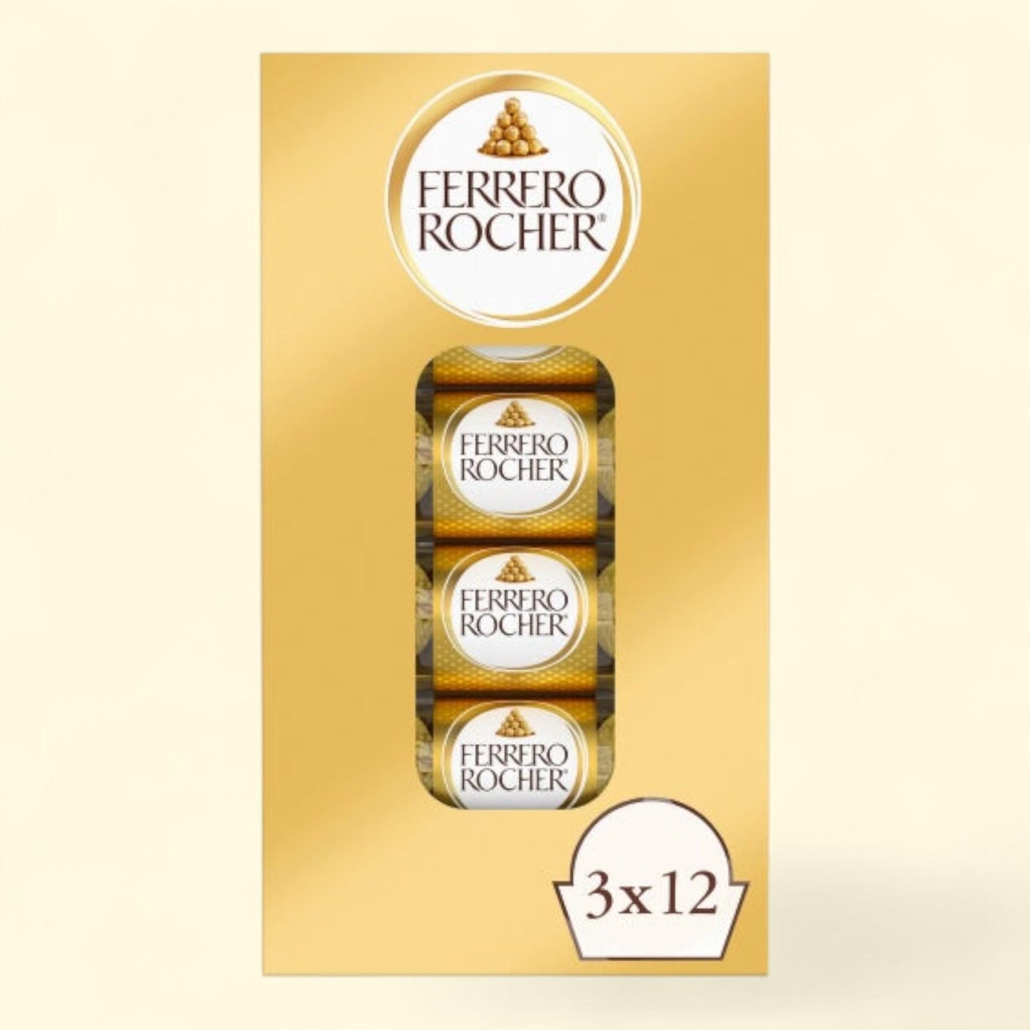 Ferrero Rocher, Milk Chocolate Hazelnut Candy, 1.3 oz, 3-count, 12-pack