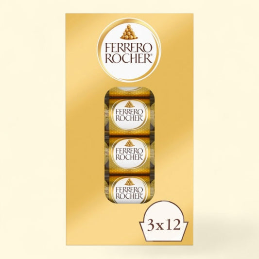 Ferrero Rocher, Milk Chocolate Hazelnut Candy, 1.3 oz, 3-count, 12-pack