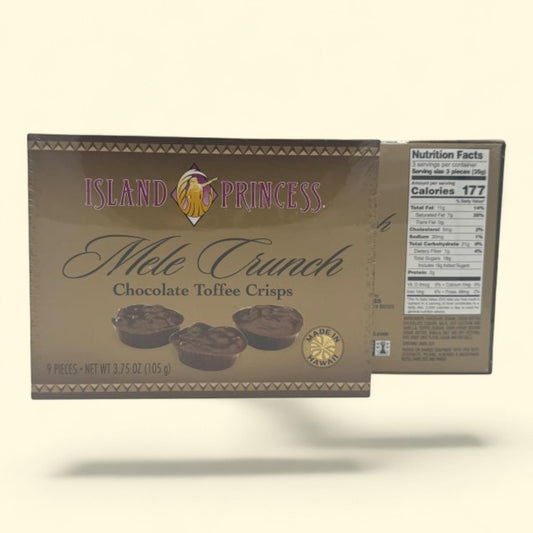 Island Princess Mele Crunch Chocolate Toffee Crisps, 45 oz, 12-pack.