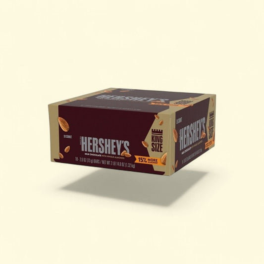 Hershey's Milk Chocolate with Almonds Bar (King Size, 18-Count) — authentic US product shipped worldwide by Treatspree