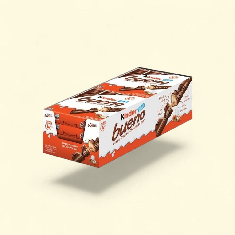 Kinder Bueno Crispy Creamy Chocolate Bar, 8 Count, 3oz — authentic US product shipped worldwide by Treatspree
