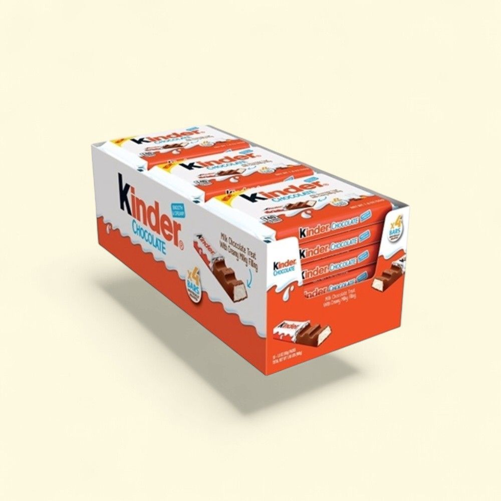 Kinder Milk Chocolate Bar with Creamy Milk Filling, 18-Pack — authentic US product shipped worldwide by Treatspree
