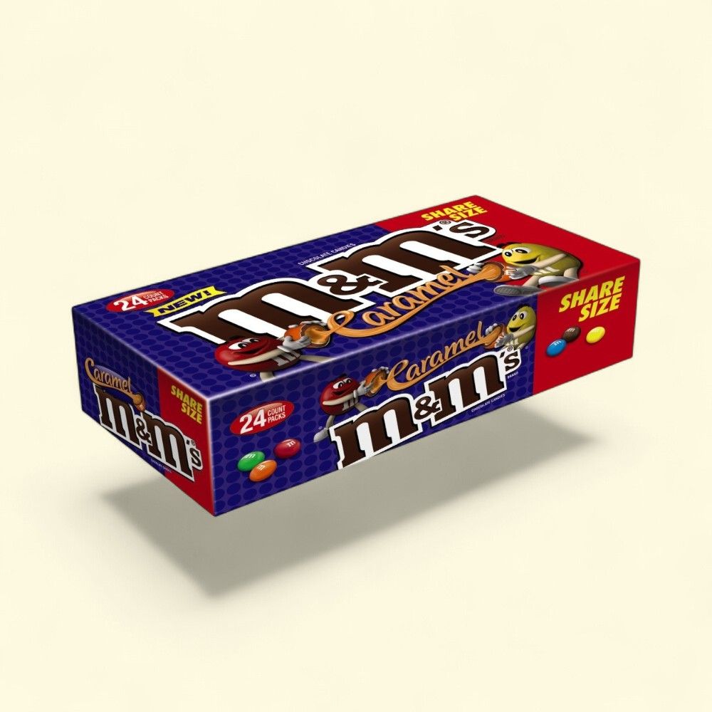 M&M'S Caramel King Size Chocolate Candy 24-Count Box — authentic US product shipped worldwide by Treatspree