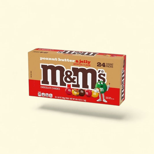M&M's Peanut Butter & Jelly Chocolate Candies, Single Serve, 24-Count — authentic US product shipped worldwide by Treatspree