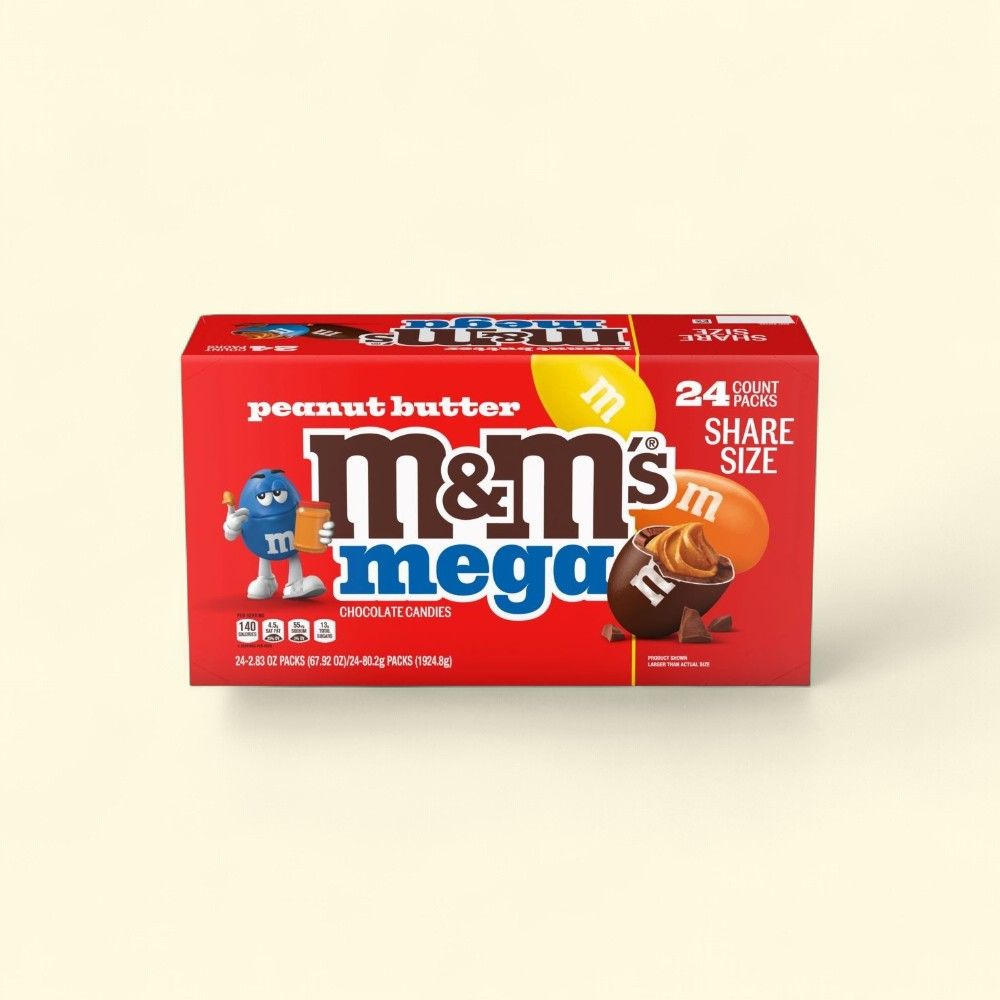 M&M's Peanut Butter Mega Tubes King Size (24 x 2.83oz) — authentic US product shipped worldwide by Treatspree
