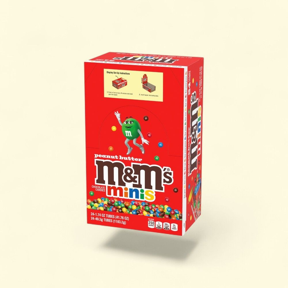 M&M's Peanut Butter Mini Candy, King Size (24 Pack) — authentic US product shipped worldwide by Treatspree