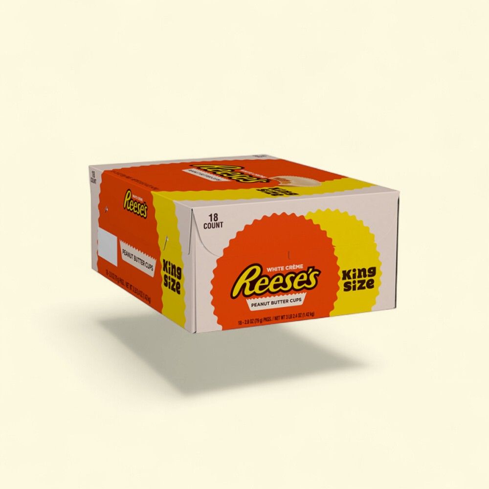 Reese's White Peanut Butter Cup King Size 18-Count Box — authentic US product shipped worldwide by Treatspree
