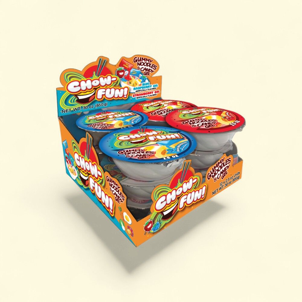 Chow-Fun Blue Raspberry Strawberry Gummy Noodles & Candy Gel 12-Pack — authentic US product shipped worldwide by Treatspree