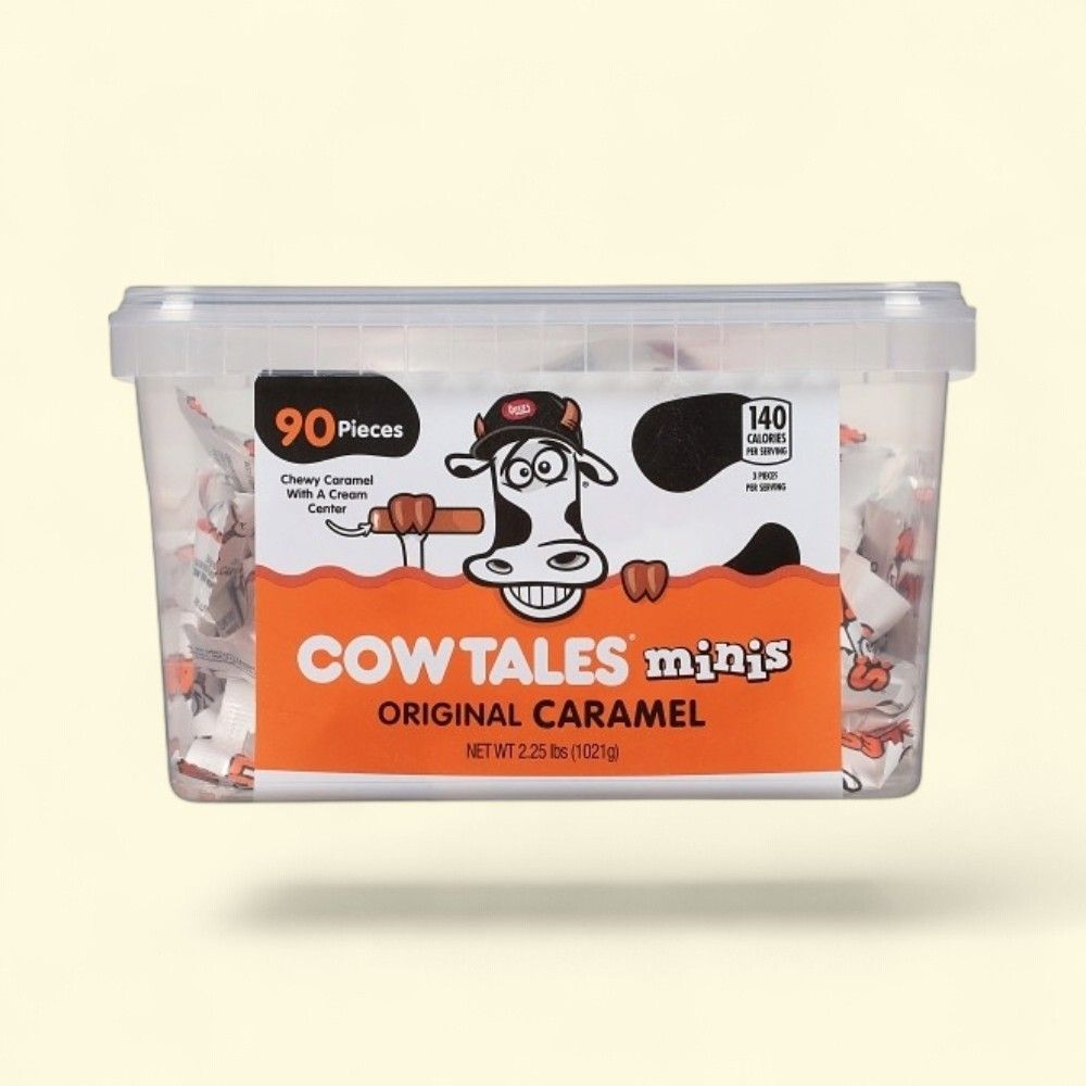 Cow Tales Original Caramel Candy Chewy Bars, 90 Count Tub — authentic US product shipped worldwide by Treatspree