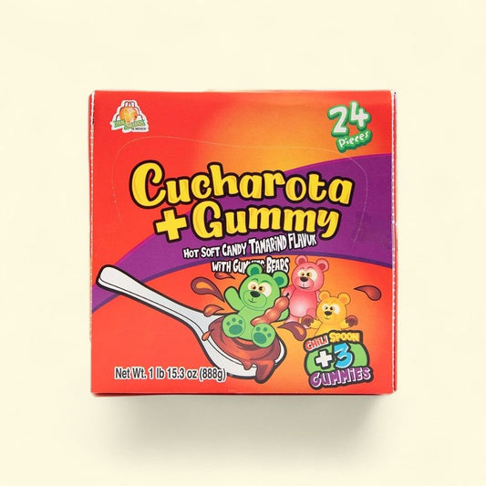 El Azteca Cucharota Tamarind Spoon Candy with Hot Tam Gummy (24 Count) — authentic US product shipped worldwide by Treatspree