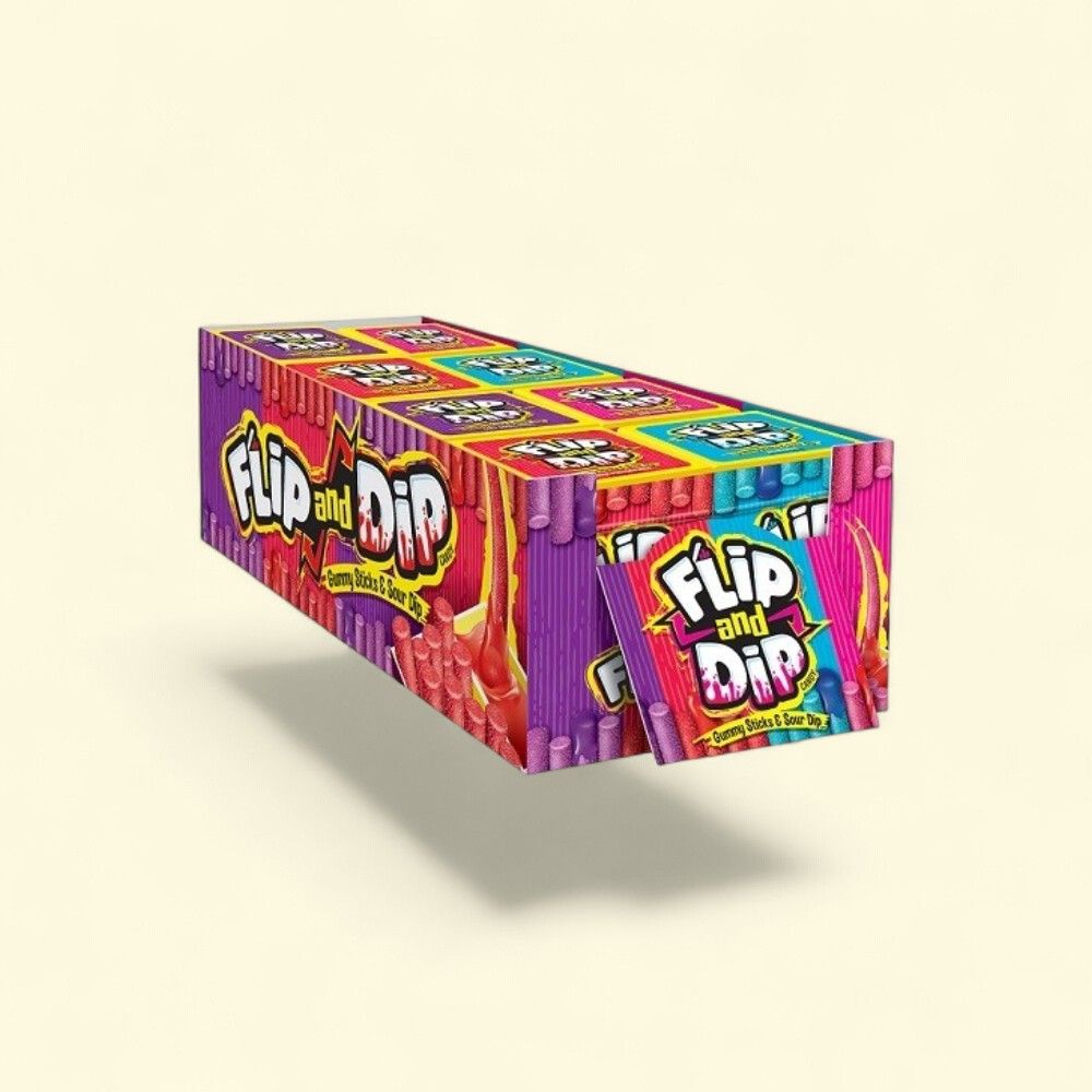 Flip and Dip Candy Gummy Sticks & Sour (8 Count, 3.4oz) — authentic US product shipped worldwide by Treatspree