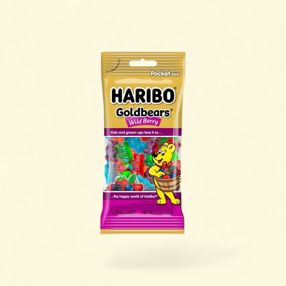 HARIBO Goldbears Wild Berry Gummy Candy Peg Bag (12 x 2oz) — authentic US product shipped worldwide by Treatspree
