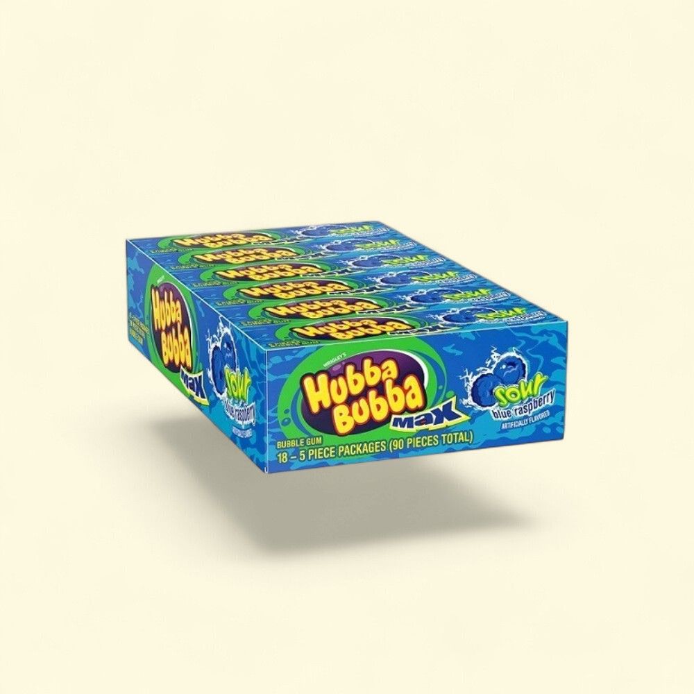Hubba Bubba Max Sour Blue Raspberry Bubble Gum (18 Count) — authentic US product shipped worldwide by Treatspree