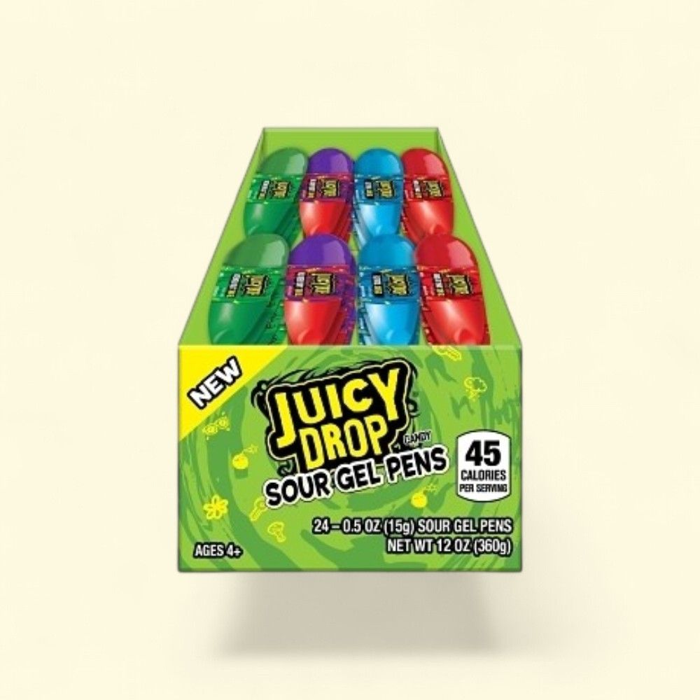 Juicy Drop Assorted Sour Gel Pens (24 Count) — authentic US product shipped worldwide by Treatspree
