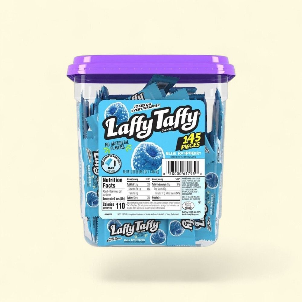 Laffy Taffy Wild Blue Raspberry Candy Jar, 145 Count — authentic US product shipped worldwide by Treatspree