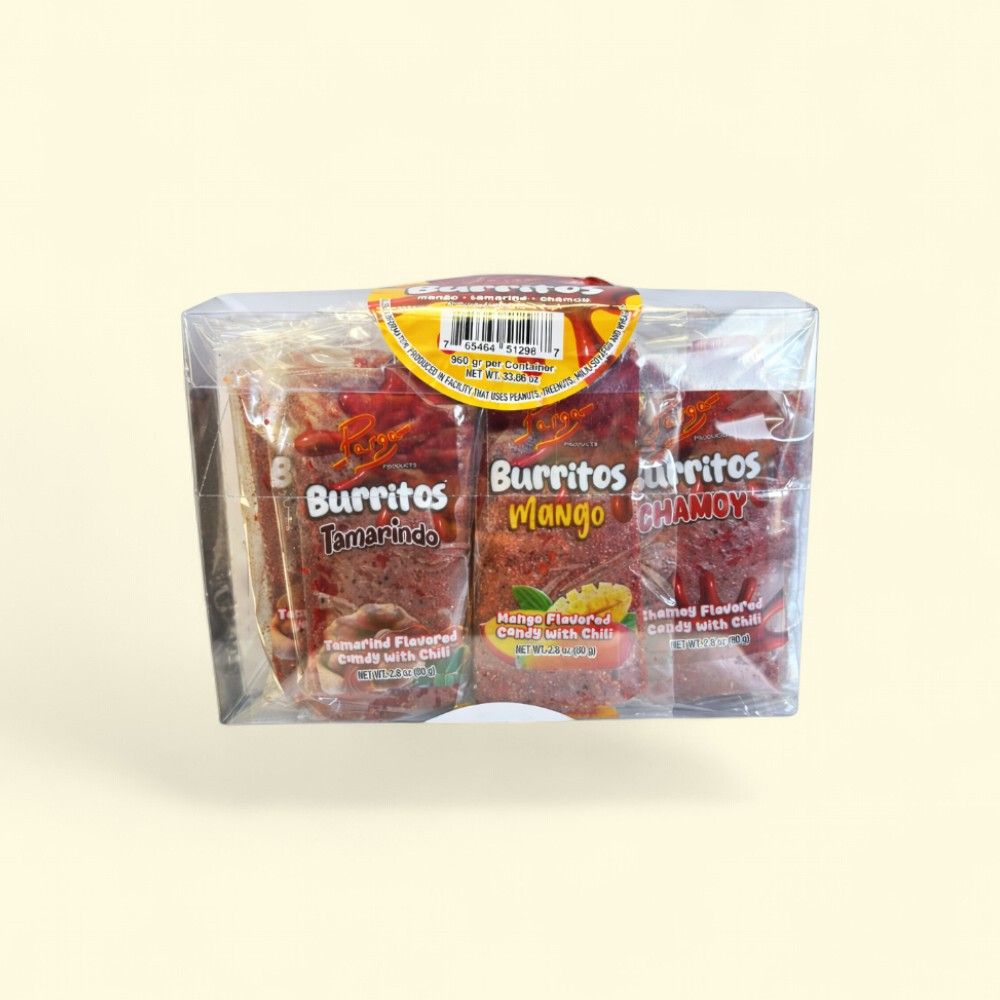 Parga Mango Chamoy Tamarind Burritos Display, 12-Count — authentic US product shipped worldwide by Treatspree