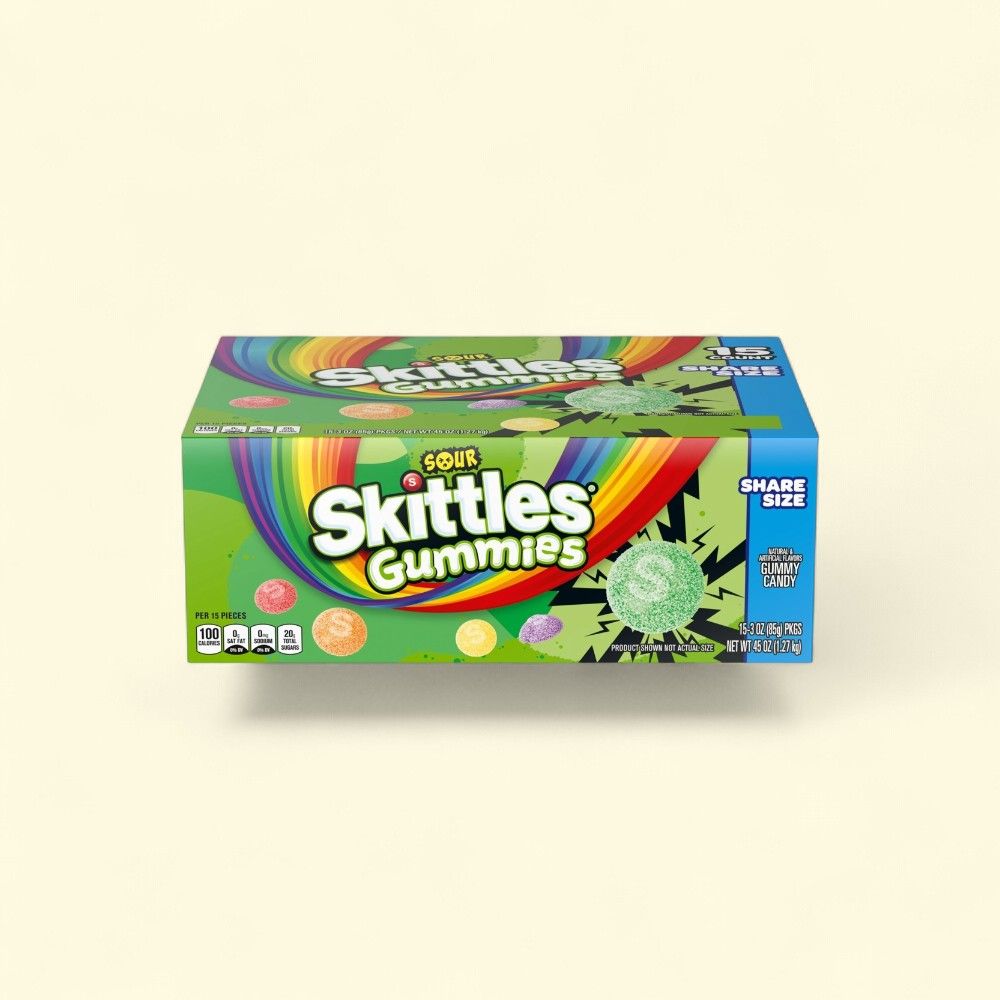 Skittles Sour Gummies Share Size, 3.0oz (85g) — authentic US product shipped worldwide by Treatspree
