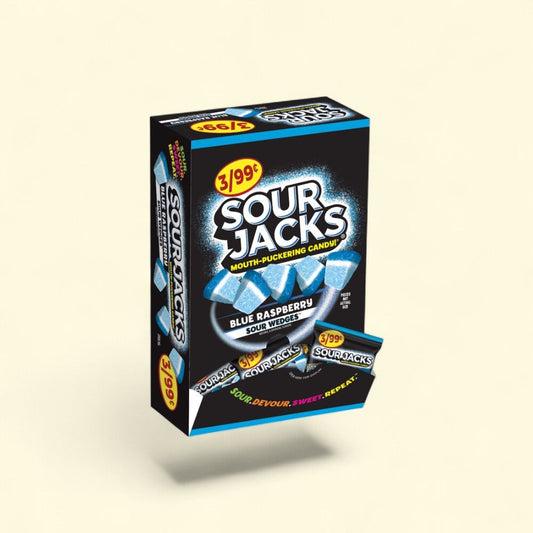 Sour Jacks Blue Raspberry Sour Wedges Candy (24 x 0.5oz) — authentic US product shipped worldwide by Treatspree
