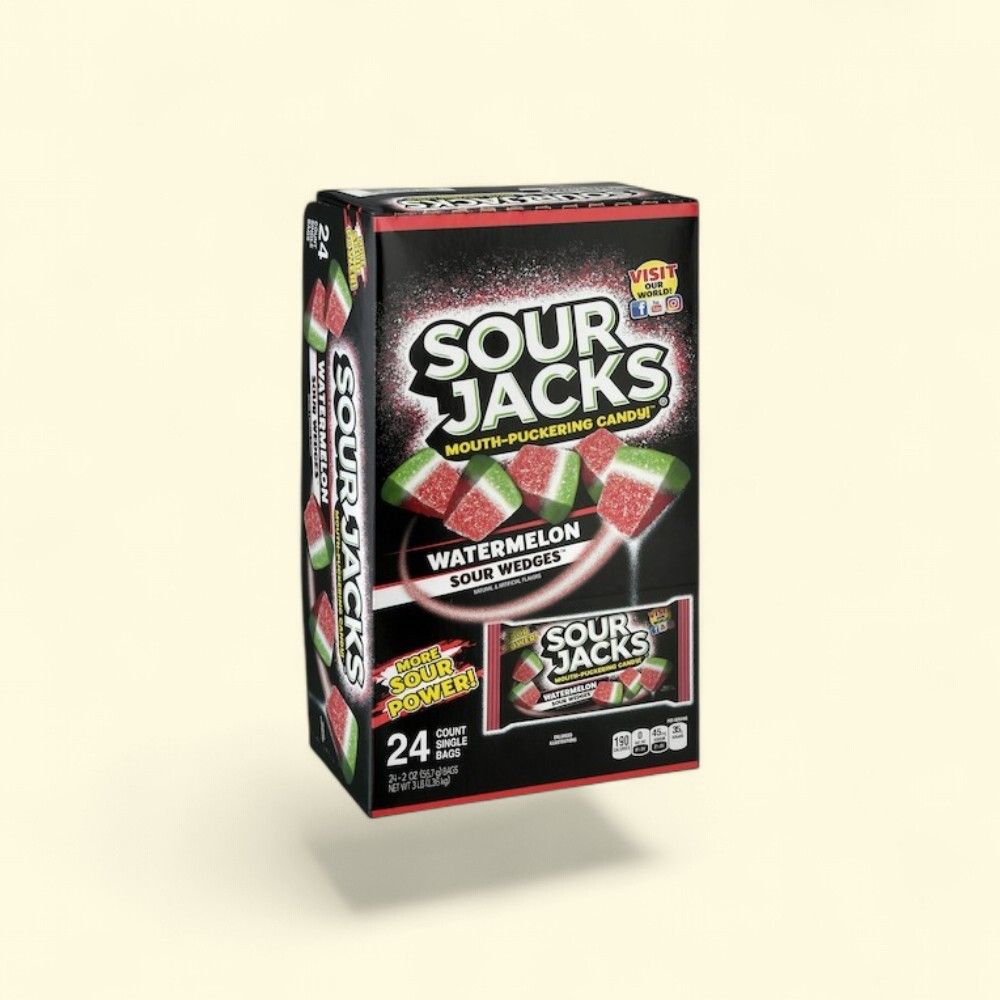 Sour Jacks Watermelon Sour Candy Wedges (24 x 2 oz) — authentic US product shipped worldwide by Treatspree