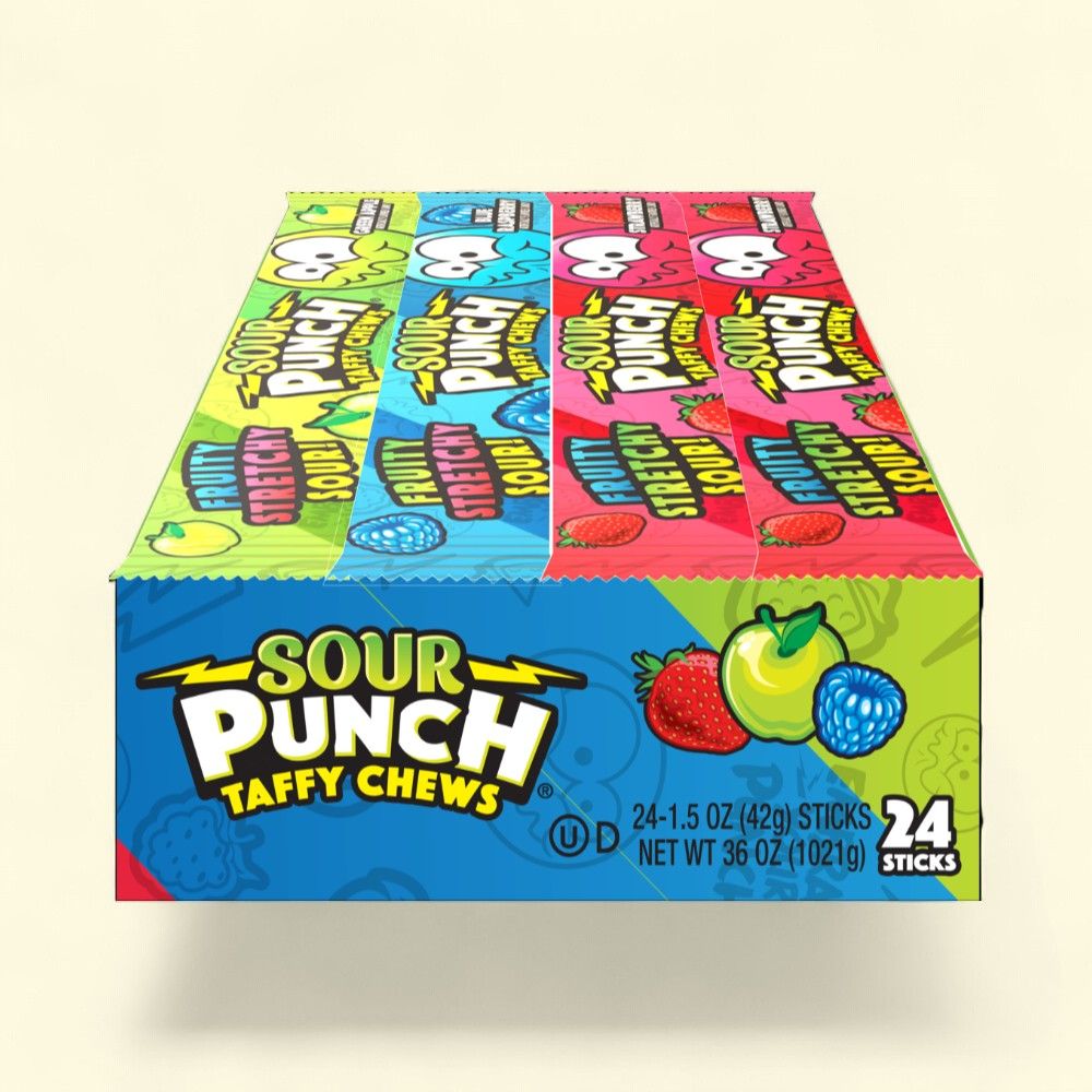 Sour Punch Assorted Taffy Chews Candy (24 Count, 1.5oz) — authentic US product shipped worldwide by Treatspree