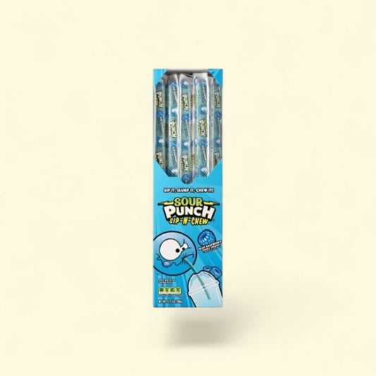 Sour Punch Blue Raspberry Sip-N-Chew Candy Straws – authentic US product shipped worldwide by Treatspree