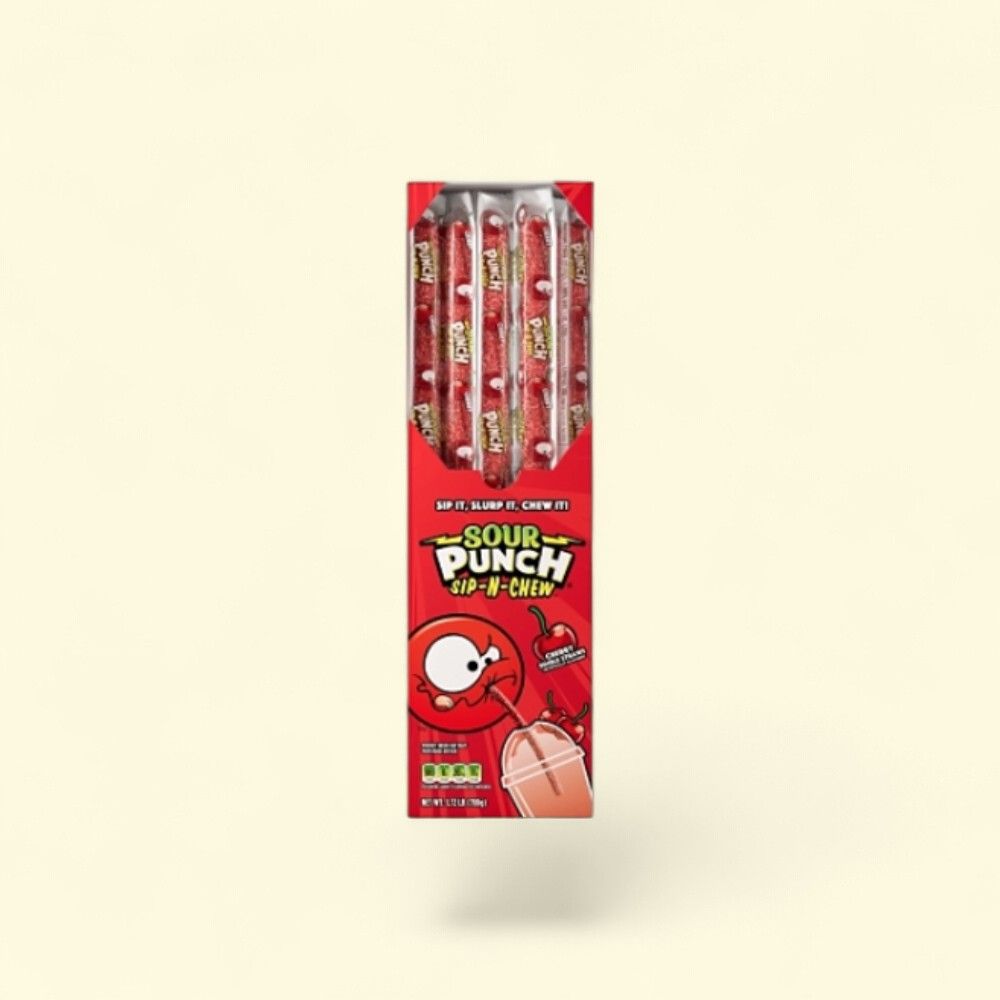 Sour Punch Sip N Chew Cherry Straws (30 Count) — authentic US product shipped worldwide by Treatspree