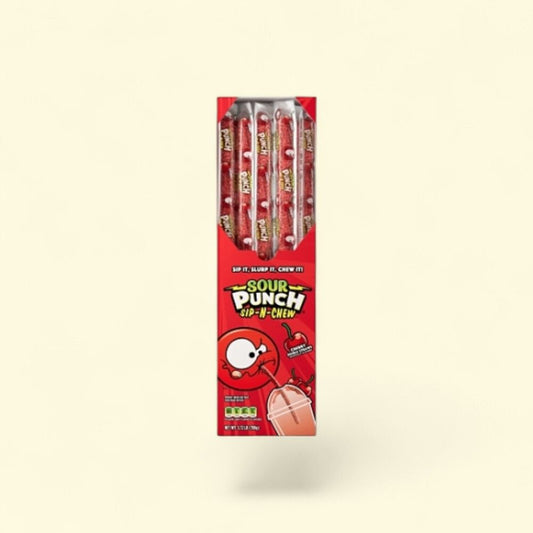 Sour Punch Sip N Chew Cherry Straws (30 Count) — authentic US product shipped worldwide by Treatspree