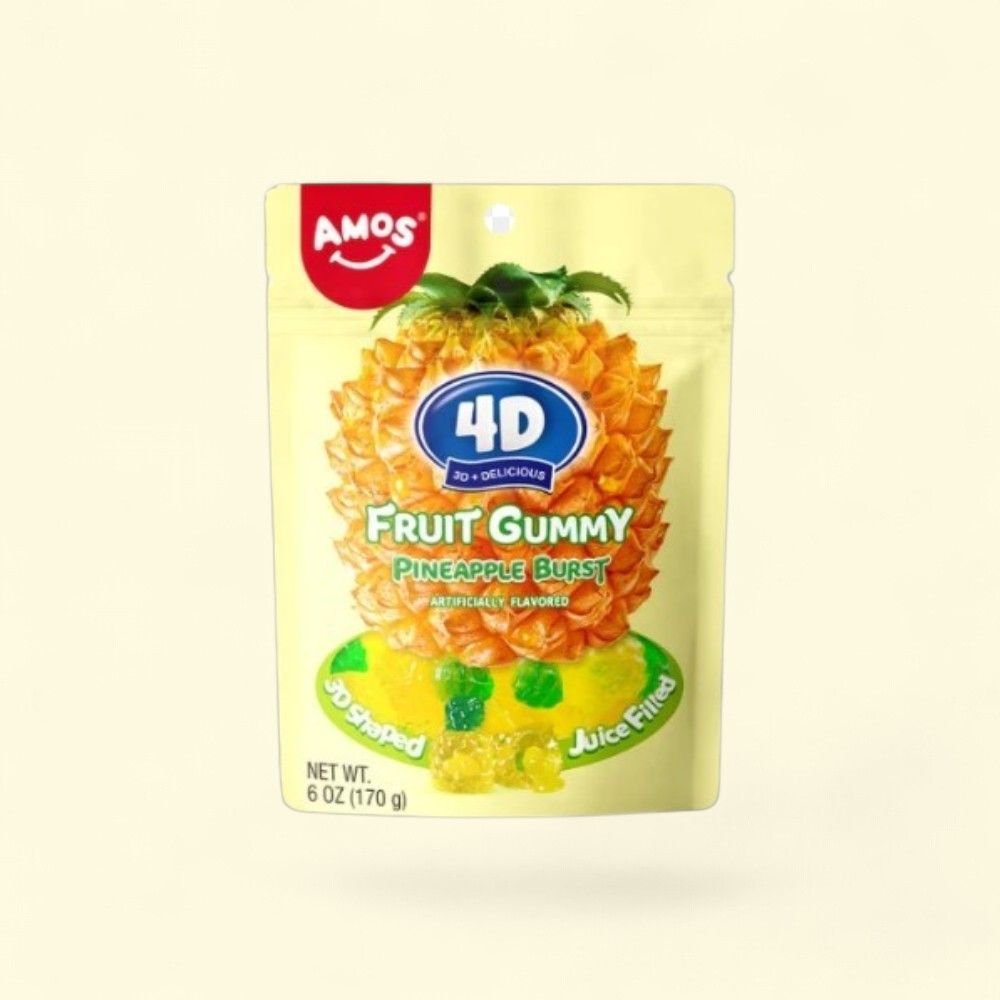 4D Pineapple Burst Gummy Candy, 6oz Bag — authentic US product shipped worldwide by Treatspree