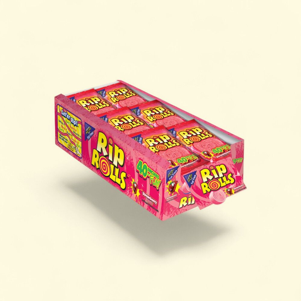 Rip Roll Strawberry Candy, 24 Count, 1.4oz Each — authentic US product shipped worldwide by Treatspree