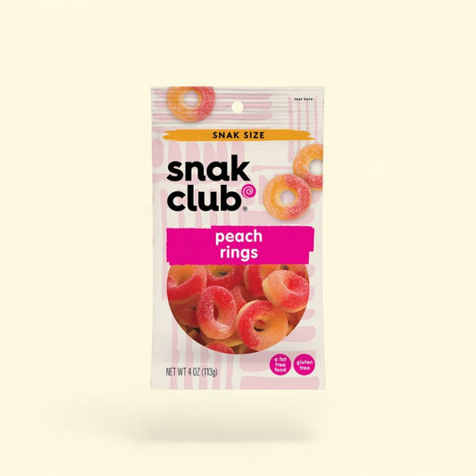 Snak Club Peach Rings Chewy Candy - 4 oz — authentic US product shipped worldwide by Treatspree