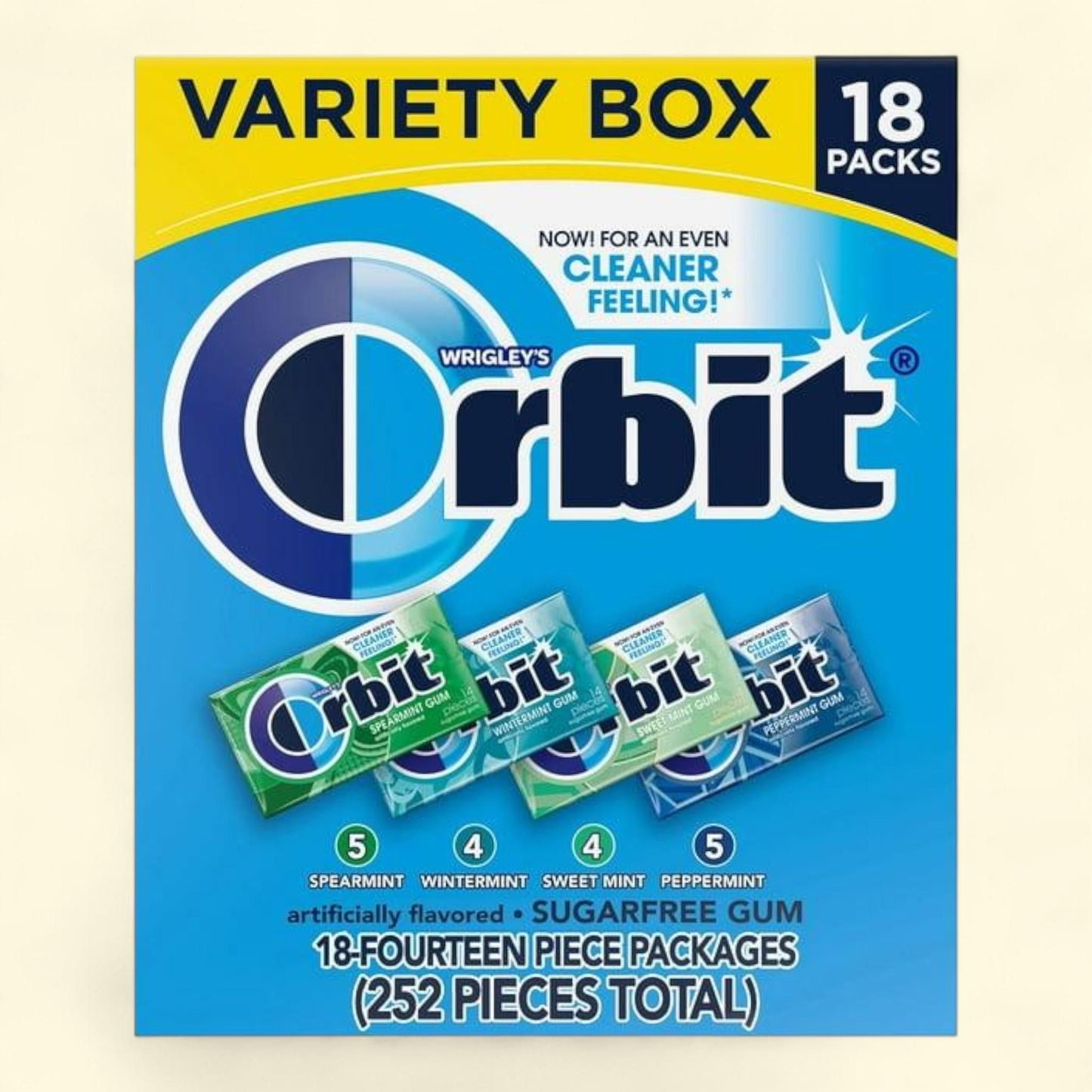 Orbit Chewing Gum, Mint Sugar Free, 14 pcs., 18 pk.