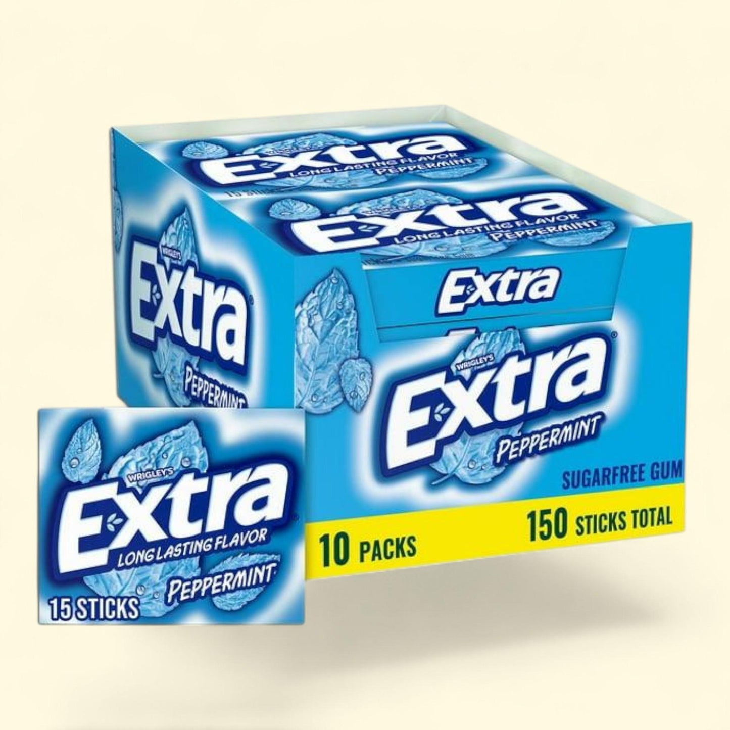 Extra Peppermint Chewing Gum, 15 pcs., 10 pk.