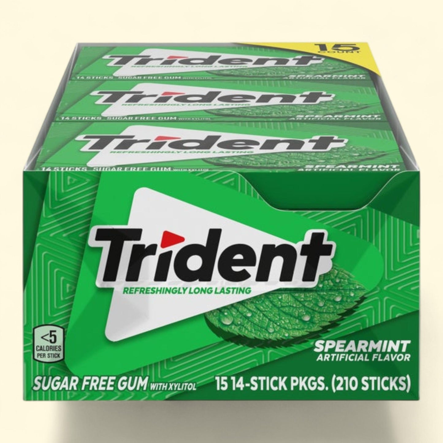 Trident Gum, Spearmint, 14-count, 15-pack