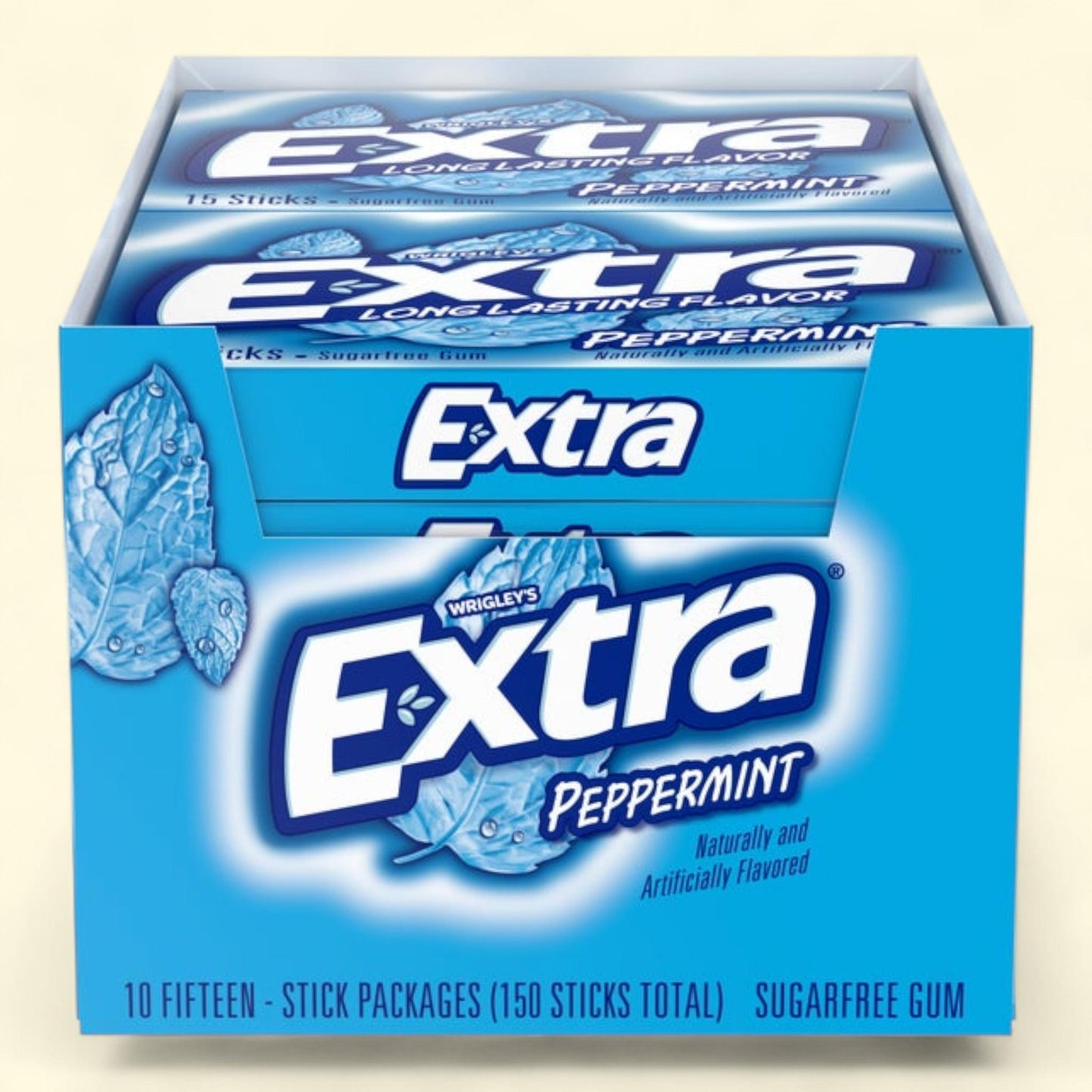 Extra Peppermint Gum, Slim Pack, 15 Sticks, 10-count