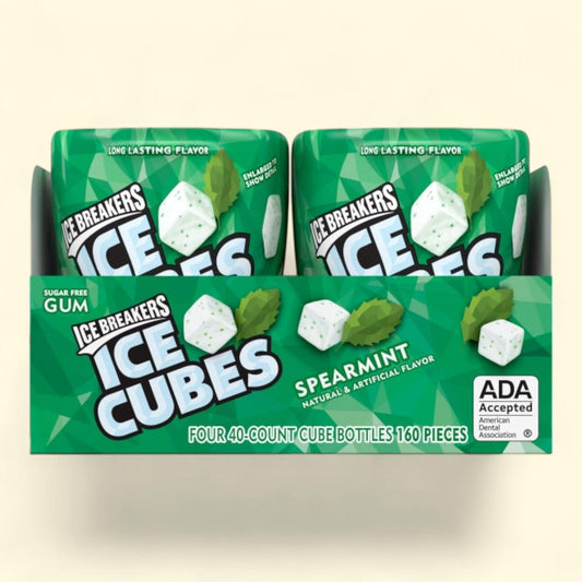 Ice Breakers Ice Cubes Gum, Spearmint, 40 pieces, 4-count
