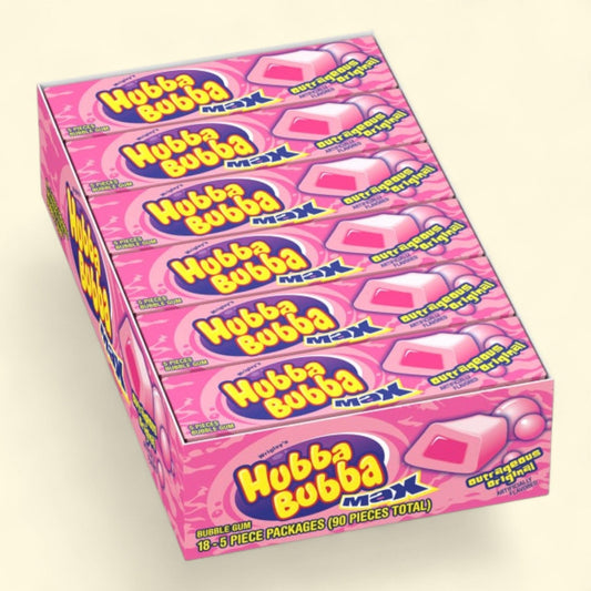 Hubba Bubba Max Chewing Gum, Original Bubble Gum, 5-pieces, 18-count