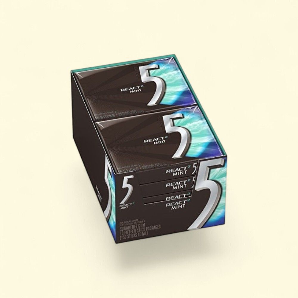 5 Gum React Mint Chewing Gum (10 Count) — authentic US product shipped worldwide by Treatspree
