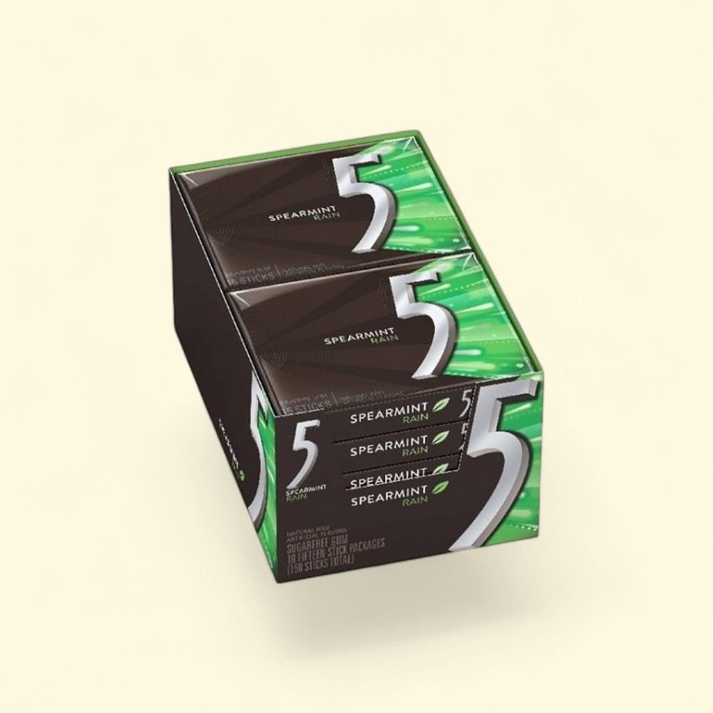 5 Gum Spearmint Rain Chewing Gum, 10 Count — authentic US product shipped worldwide by Treatspree