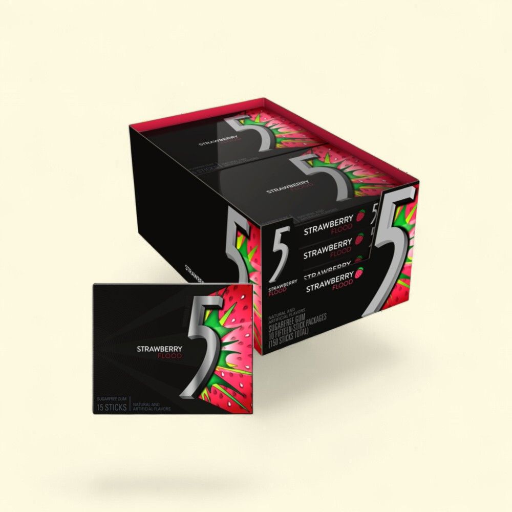 5 Gum Strawberry Flood Sugarfree Chewing Gum - 10 Count — authentic US product shipped worldwide by Treatspree