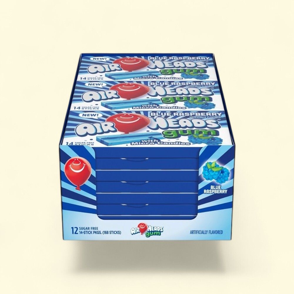 AirHeads Blue Raspberry Gum (12 Count) — authentic US product shipped worldwide by Treatspree
