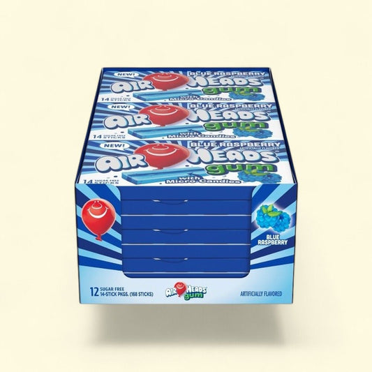 AirHeads Blue Raspberry Gum (12 Count) — authentic US product shipped worldwide by Treatspree