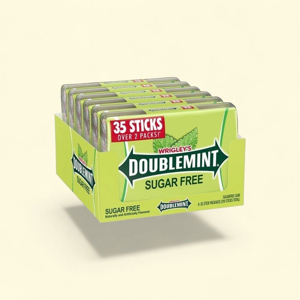 Doublemint Sugar-Free Gum Mega Pack - 6 x 35 Sticks (210 Total) — authentic US product shipped worldwide by Treatspree