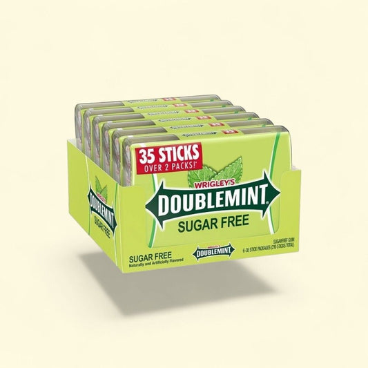 Doublemint Sugar-Free Gum Mega Pack - 6 x 35 Sticks (210 Total) — authentic US product shipped worldwide by Treatspree
